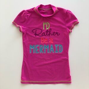 The Children’s Place Girl I’d Rather Be a Mermaid Swim Top T-Shirt Sz L 10/12